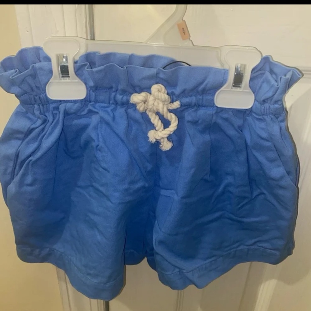 Zara Girls Blue Paperbag Waist Shorts Size 6 116cm Pull On